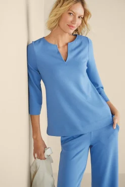 Soft Surroundings Ceri Knit 3/4 Sleeve Top