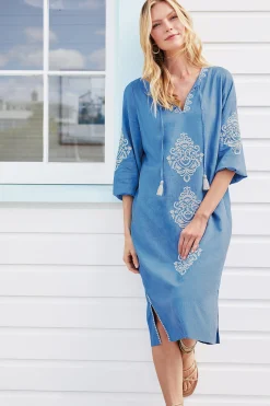 Soft Surroundings Hasana Linen Blend Midi Dress