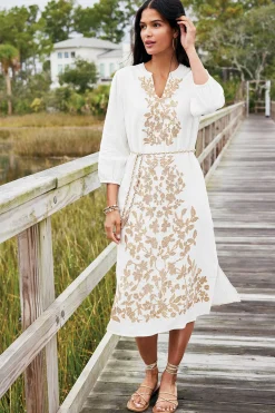 Soft Surroundings Kimora Embroidered Midi Dress
