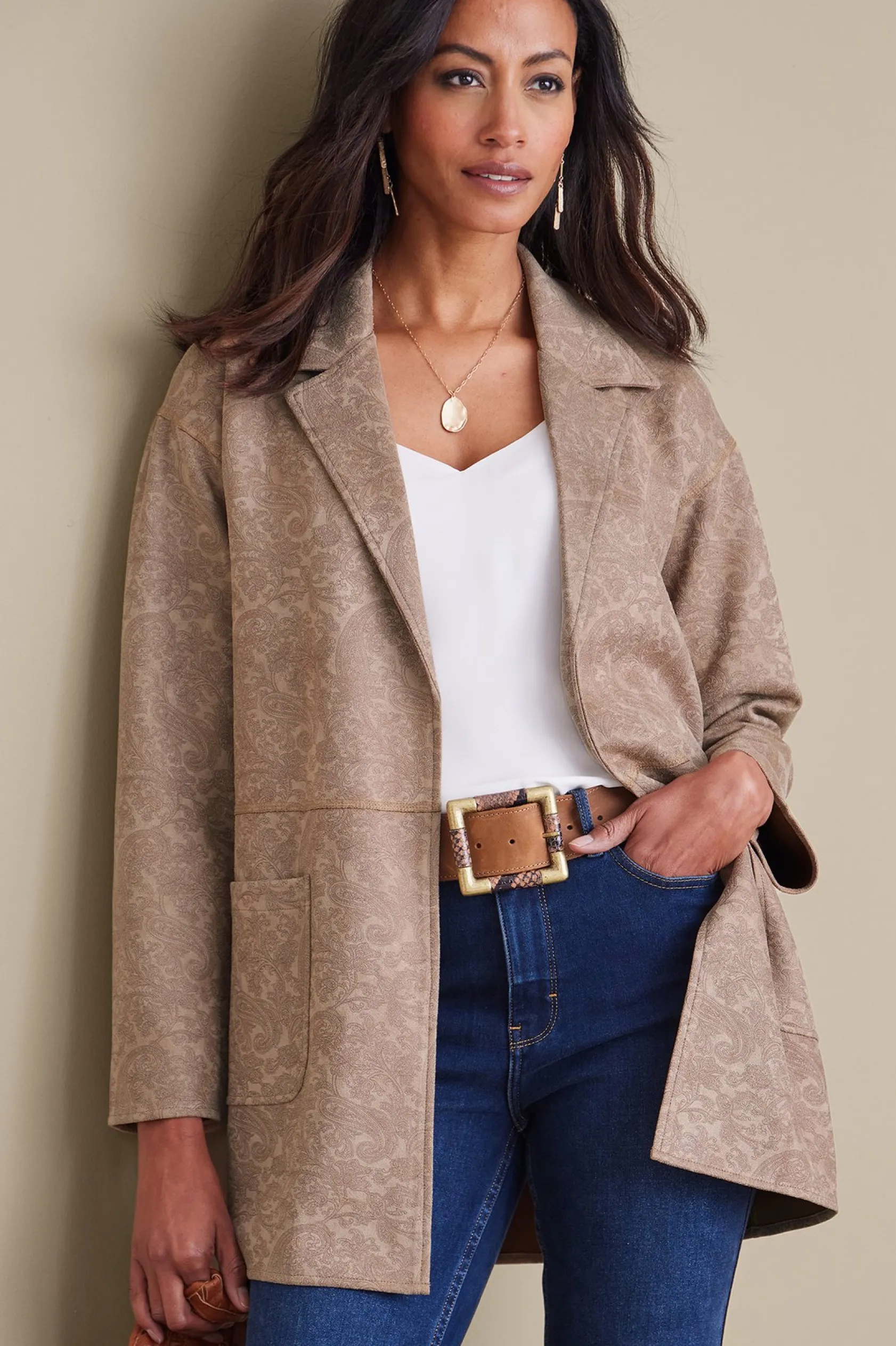 Soft Surroundings Malika Faux Suede Jacket