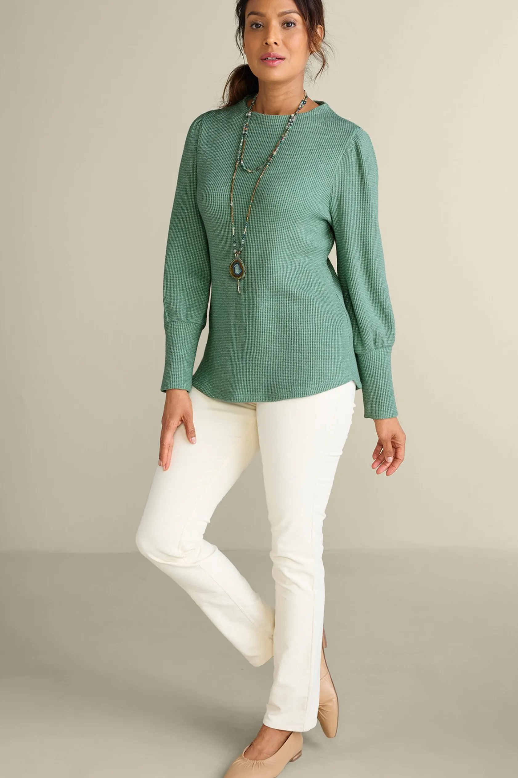 Soft Surroundings Melina Waffle Pullover