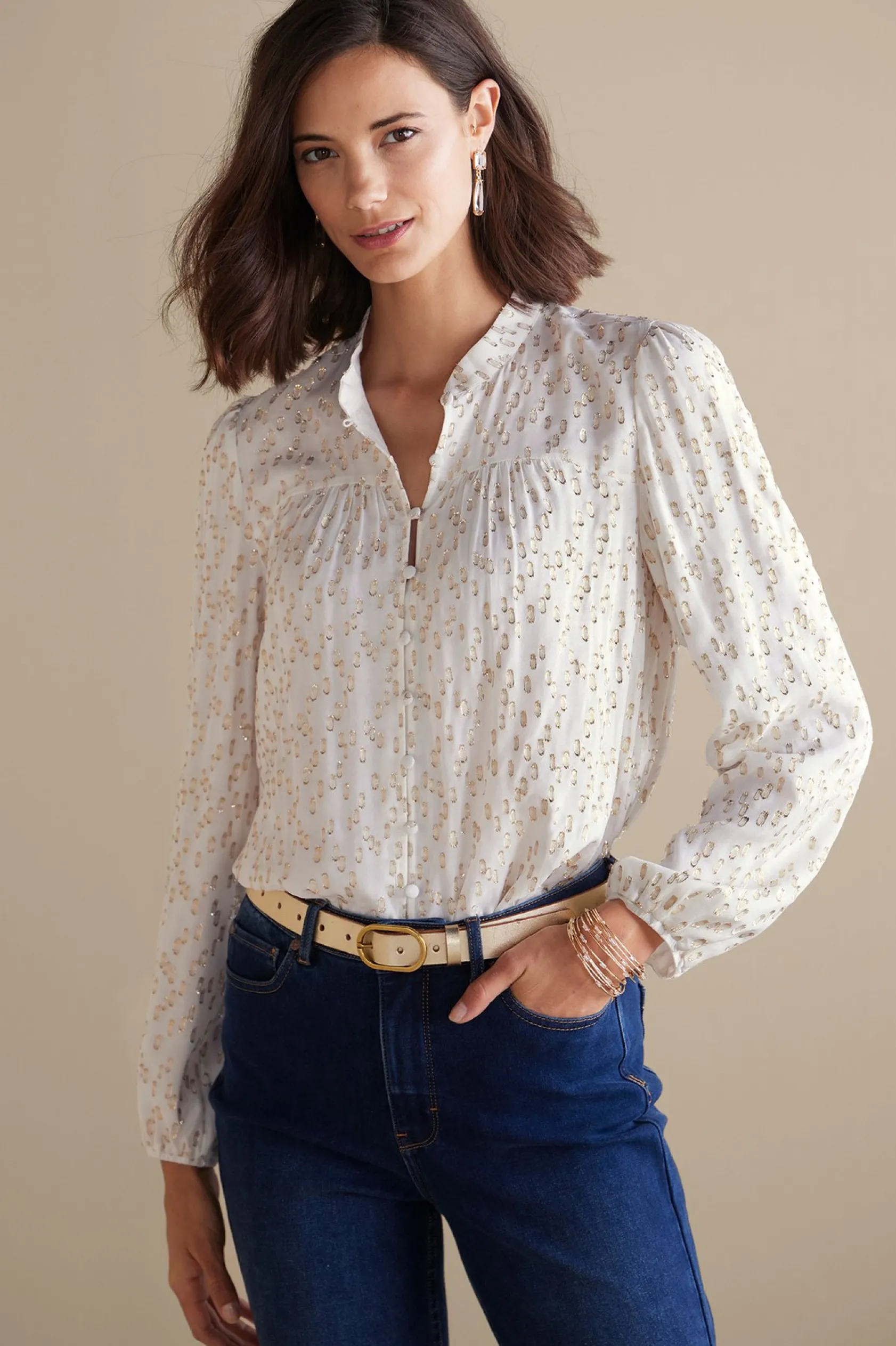 Soft Surroundings Mila Metallic Blouse