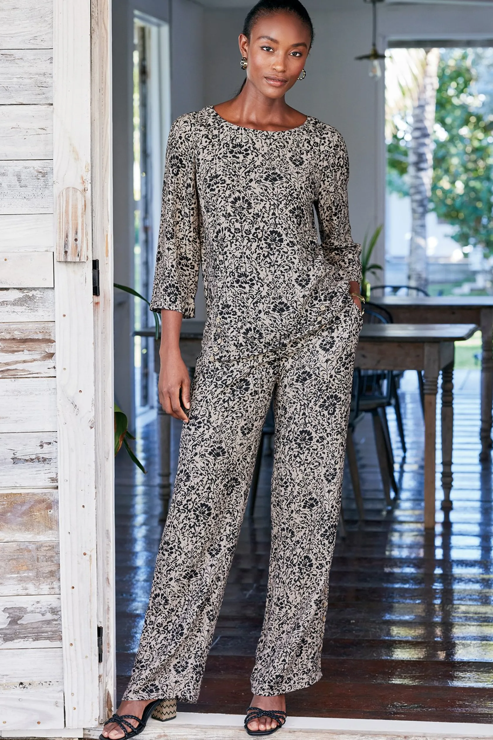 Soft Surroundings Oceo Gauze Wide-Leg Pants