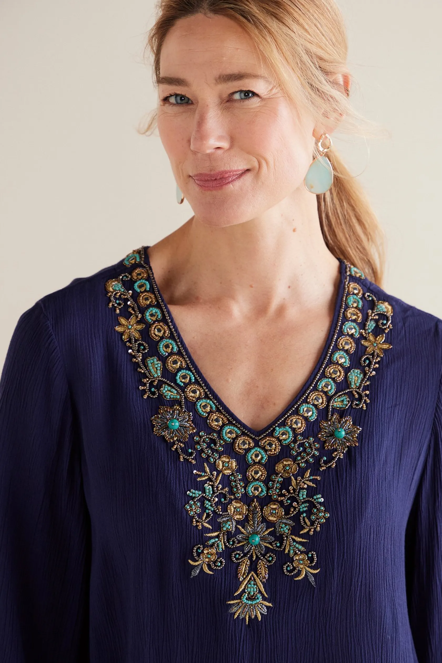 Soft Surroundings Petites Paulina Gauze Pullover
