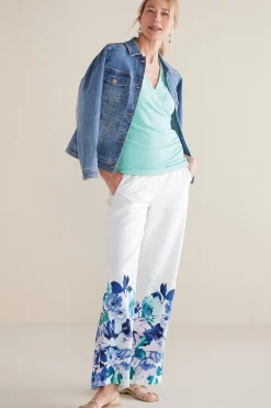 Soft Surroundings Petites Ronna Linen Blend Wide Leg Pants