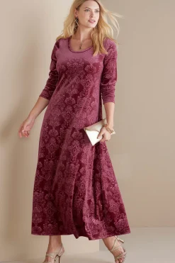 Soft Surroundings Petites Santiago Embossed Velvet Dress