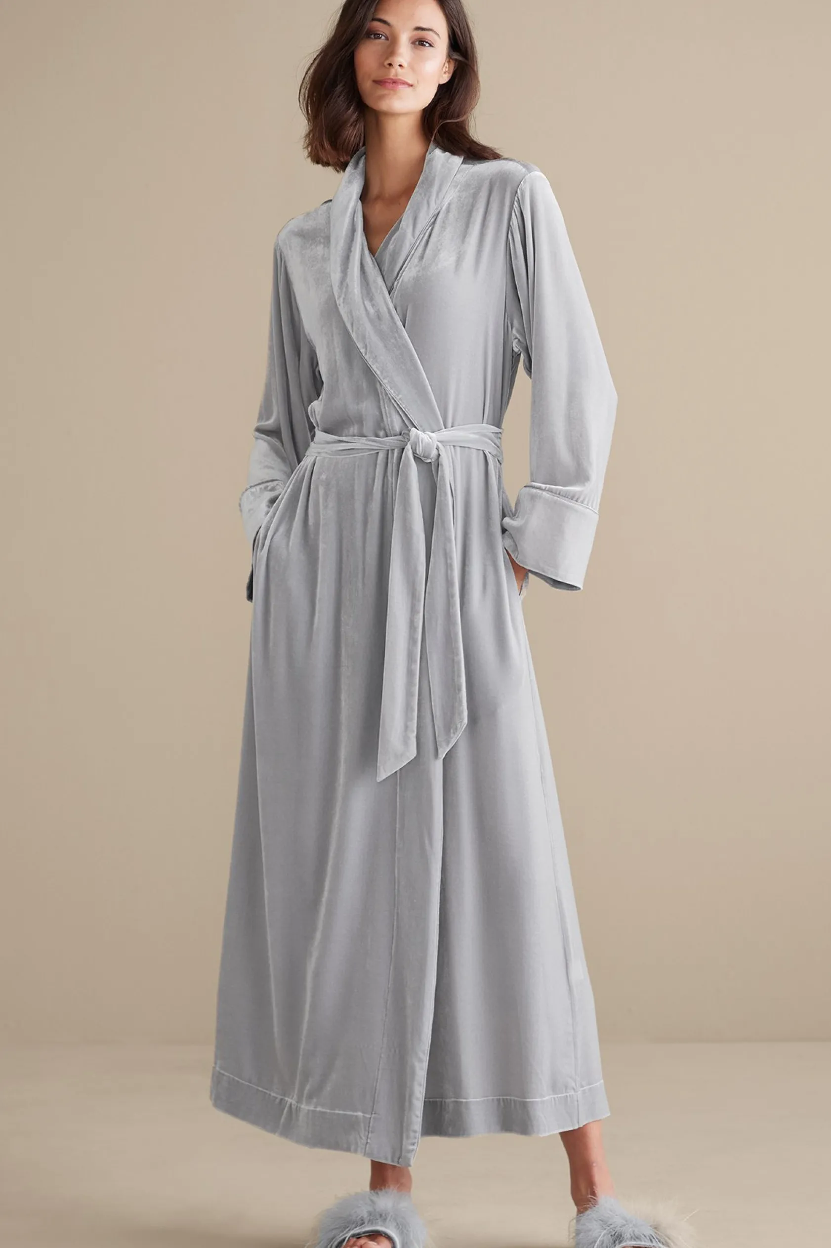 Soft Surroundings Petites Silk Velvet Robe