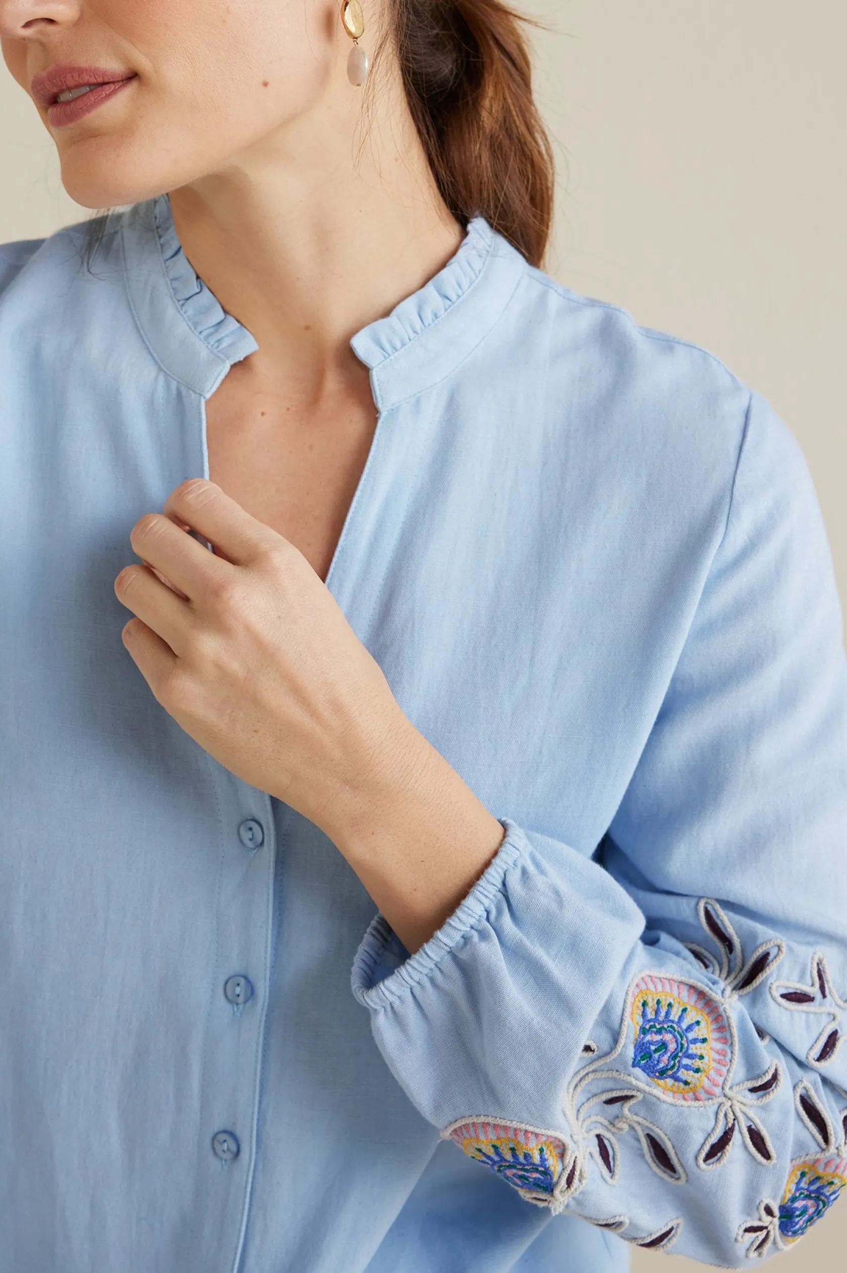 Soft Surroundings Petites Titania Embroidered Top