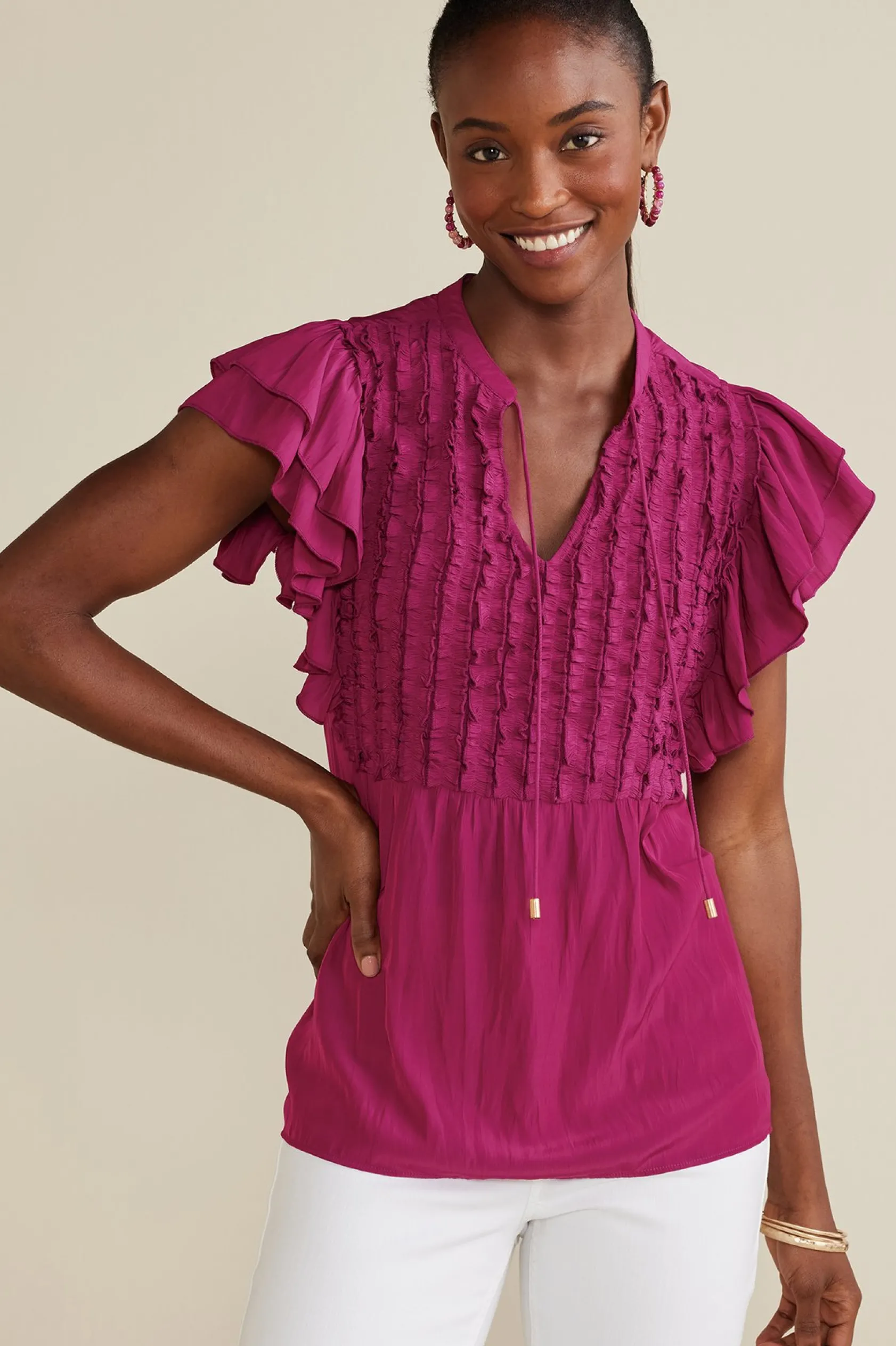 Soft Surroundings Petites Victoria Ruffle Tunic
