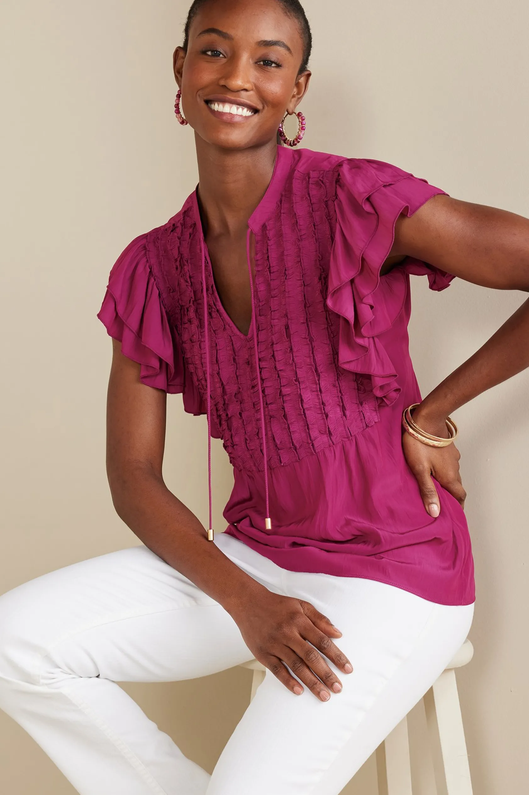 Soft Surroundings Petites Victoria Ruffle Tunic