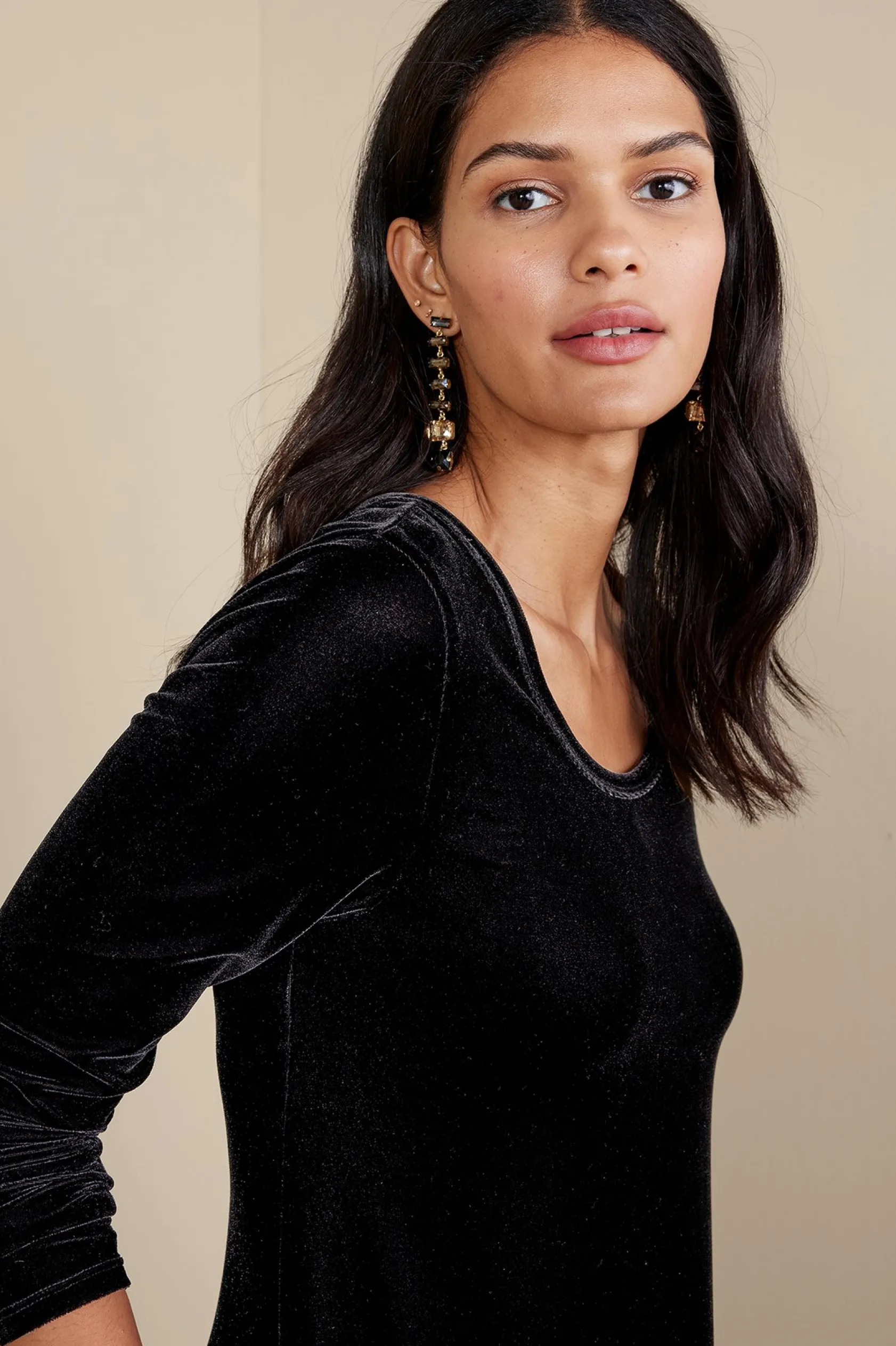 Soft Surroundings Santiago Stretch Velvet Dress