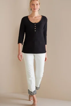 Soft Surroundings Solene Eyelet Denim Crop Jeans