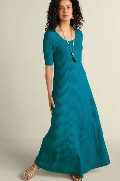 Soft Surroundings Textured Short Sleeve Santiago Dress