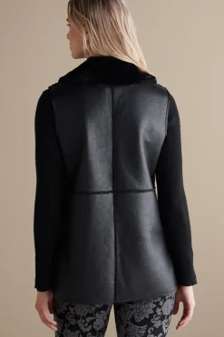 Soft Surroundings Zeva Faux Leather Shearling Vest