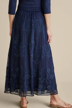 Soft Surroundings Zuri Embroidered Mesh Skirt
